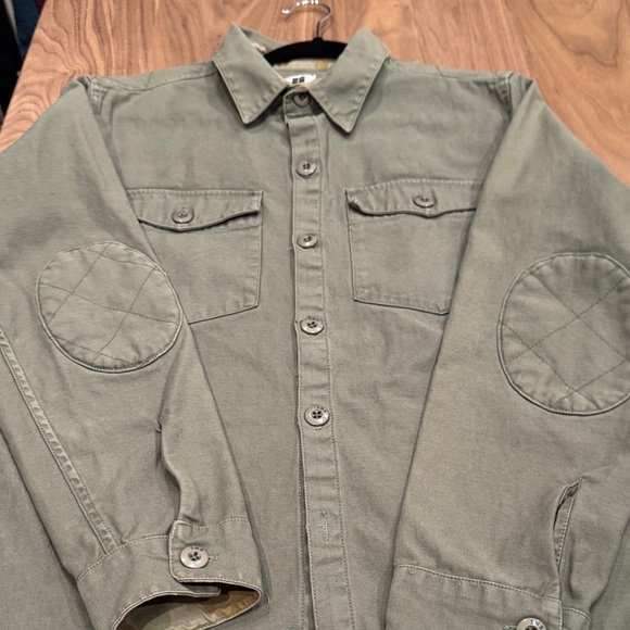 Insight Olive Green Utility Shirt Jacket  L / Women’s XL Camo Trim Patch Elbows - Picture 4 of 14